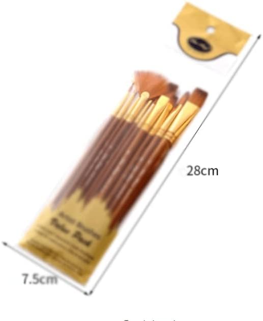 N/A Brush de nylon Conjunto de 10 peças Pintura marrom paus curtos para pintura a óleo Aquarela de 10 peças de suprimentos de arte (cor: a, tamanho