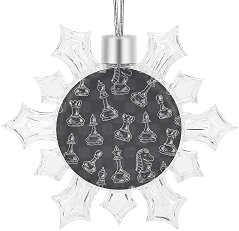 Peças de xadrez árvore de natal snowflake encantos ornamentos de floco de neve pendurados decorações de floco de neve com cabos