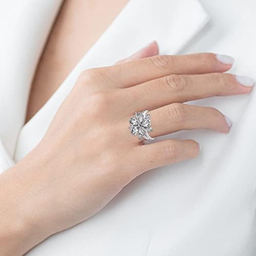Zircon diamante flor anéis