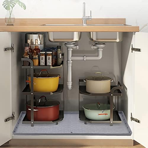 Sob a pia Mat 34 x 22 polegadas para cozinha, silicone à prova de silicone sob o revestimento da pia do armário de cozinha protetor