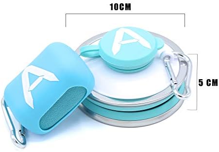 Garrafa de água dobrável de Deneg com toalha seca rápida - BPA para viajantes - portátil, flexível, dobrável e reutilizável - azul