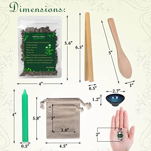 Kit de suprimentos de bruxaria para feitiços de bruxa 34 kits seco ervas de bruxa stones curais de cura colorida decoração jarros