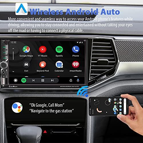 [Upgrade sem fio] estéreo de carro duplo com carpay sem fio/Android Auto, rádio de tela sensível ao toque LCD de 7 polegadas,