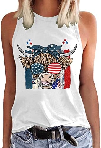 4 de julho Camisas para mulheres American Flag Summer Summer Sleesess Crew Neck Tops Tops Stars Stripes T-shirt Casual