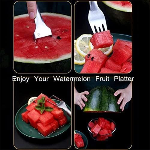 Slicer de garfo de melancia de 2 em 1, cortador de fatia de melancia, 2023 Cuttador de frutas de cortina de fruta de verão