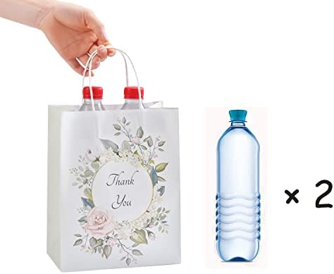 24 peças Bolsas de boas -vindas Bolsas de presente de casamento brancas, design floral, agradecimento de sacolas de presente, “Bem -vindo ao nosso casamento”, sacos de favor do casamento, sacolas de presente de festa de noiva, 8 L x 4,5 w x 10 h.