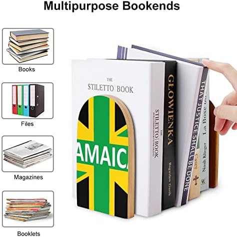Bandeira do reino jamaicano Livros de madeira de madeira de madeira moderna Decorativa Book Stopper Stopper Helf Setors de 2