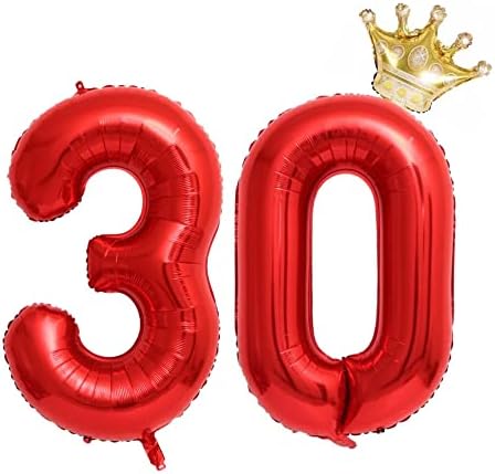 Balões de coroa de 40 polegadas de 40 polegadas, balões de 30º aniversário para homens e mulheres, balões de decoração
