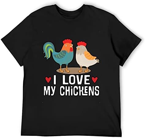 Eu amo minha camiseta de algodão masculino de galinhas