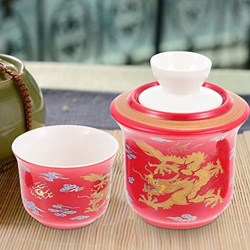 UPKOCH CAFELO MAIS DE VIDO CONJUNTO DE CONJUNTO DE VIDO 1 Conjunto de saquê chinês mais quente Vintage Dragon Cerâmica