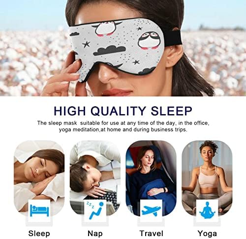 Xiua Pinguins Clouds estrelas Máscara de olhos adormecidos com alça ajustável, Blackout respirável Confortável máscara de olho para