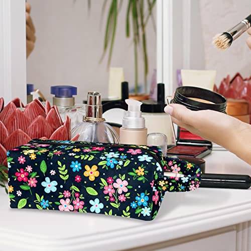 Bolsa de maquiagem Bolsa de cosméticos Bolsa colorida de bolsa de higiene floral saco de higiene pessoal com zíper e alça
