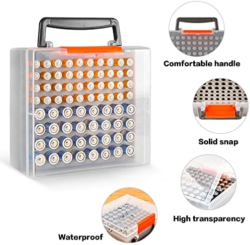 Portador do organizador de armazenamento de bateria Fullcase segura 72 baterias AAA AAA, recipiente de garagem da caixa da caixa de bateria, dispensador de organização da gaveta doméstica