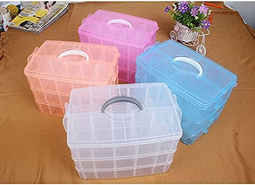 Washi Tape Box Organizador de armazenamento rosa, recipiente de armário de divisor, com 30 compartimentos ajustáveis, transparente,