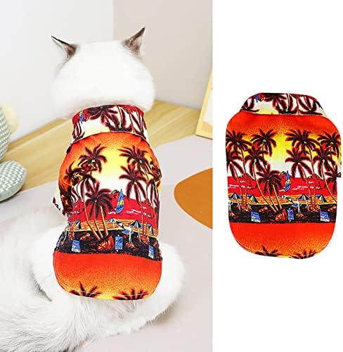 Roupas de estimação para cães pequenos Camisetas de verão estilo Camisa de gato floral Hawaiian Trem camisetas de