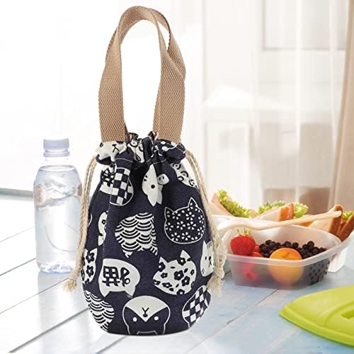 Lunhana upkoch Bolsa de traço de tração Tote isolado Tote japonês estilo redondo bento saco de bolsa reutilizável bolsa isolável com