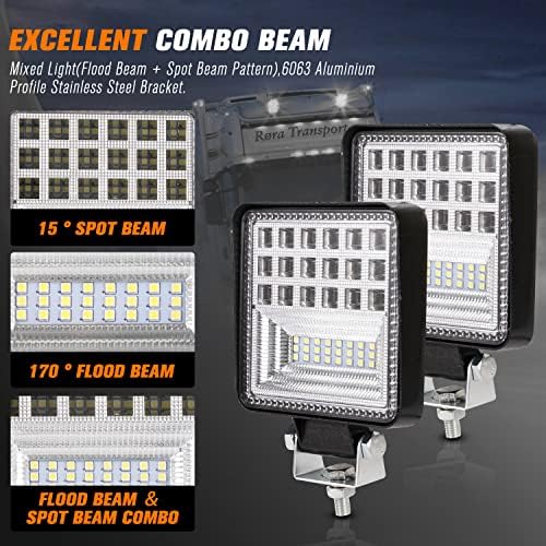 Luz de trabalho de LED de 4 polegadas - Fieryred 2pcs 8000lm Spot & Flood Combo Beam LED LED BAR PARA O OFFROAD TRATOR