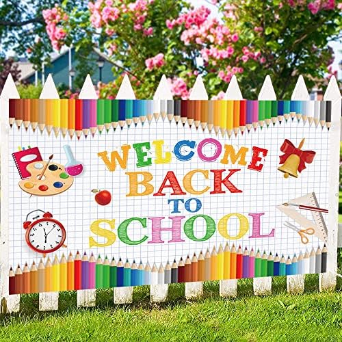 Bem -vindo de volta ao Banner da escola primeiro dia de pano de fundo da escola para a aquarela da sala de aula bem -vindo