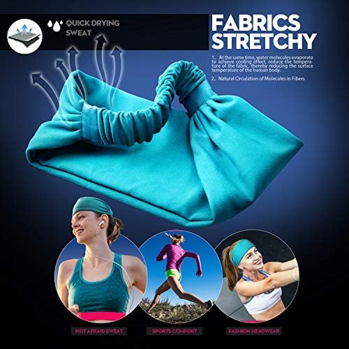 10 PCS Workout Bandas para mulheres, Sports Sweats Bands Elastic Headscarf para feminino Bandas de cabelo Non Slip, umidade Wicking