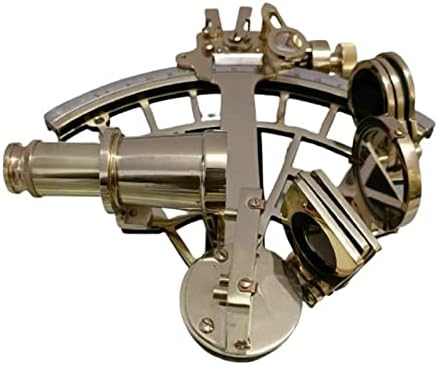 Instrumento de navegação de sexo de sexo de latão antigo, sextante marinho sextante de sexo marinho sólido de latão de latão astrolábio