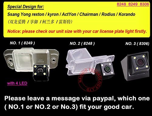 Câmera de backup de Navinio para carro, câmera de estacionamento de backup traseiro de placa de visualização à prova d'água para Ssang Yong Rexton/Kyron/Actyon/Presidente/Rodius/Korando
