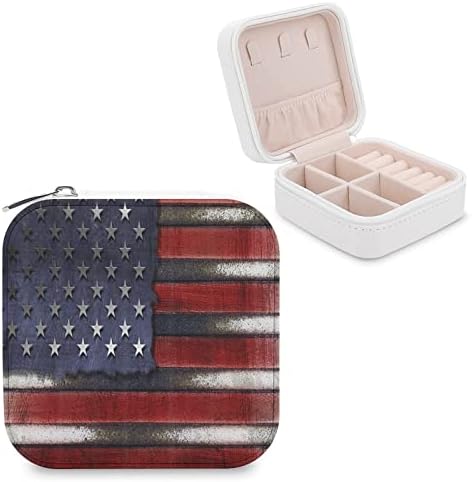 Retro American USA Flag Jewelry Box Organizer Exibir Presente do estojo de armazenamento para mulheres Brincos de meninas