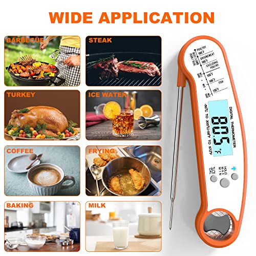 Termômetro de carne de leitura instantânea digital com sonda, melhor termômetro de alimentos para cozinhar e grelhar, termômetro