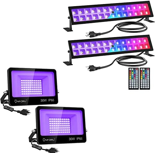 Barras de luz preta LED de 48W de 48W e 2 pacote de pacote de 30w Luzes pretas LED, Luzes de cenas de estágio LED
