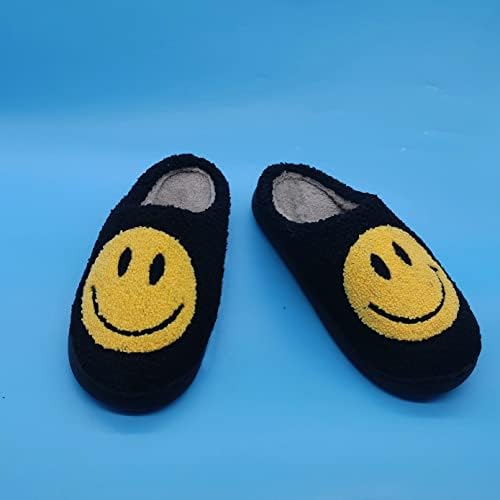 Depiyorsn Felas felizes chinelos retro aconchefos confortáveis ​​lison slippers quentes no inverno e macio, sapatos de