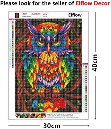12x16 Diamond Pintura DOTZ KITS OWL FILHO FLILL, EIFLOW 5D Pintura com diamante para adultos Bordados coloridos para decoração de parede em casa…