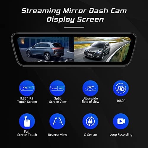 Showasaki Mirror Dash Câmera traseira Mirror Câmera Smart Streaming Mirror Cam Cam 9.35 ”OEM de tela sensível