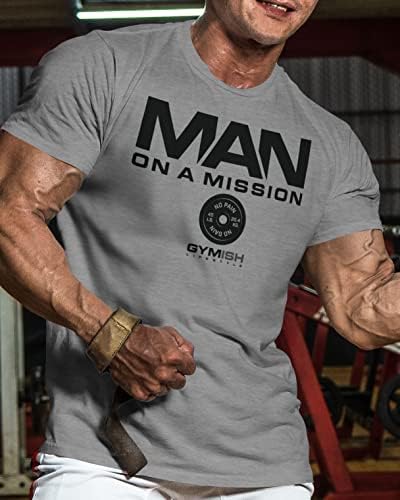 Camisas de treino para homens, homem em uma camisa da missão, camiseta engraçada de levantamento