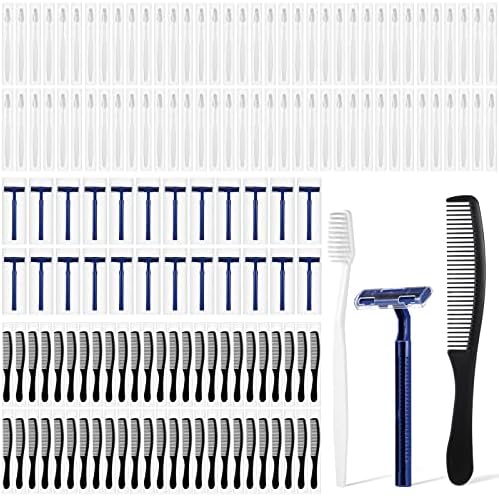 300 PCs escovas de dentes descartáveis ​​a granel, lâminas de lâmina dupla e pentes, escovas de dentes embrulhadas individualmente,