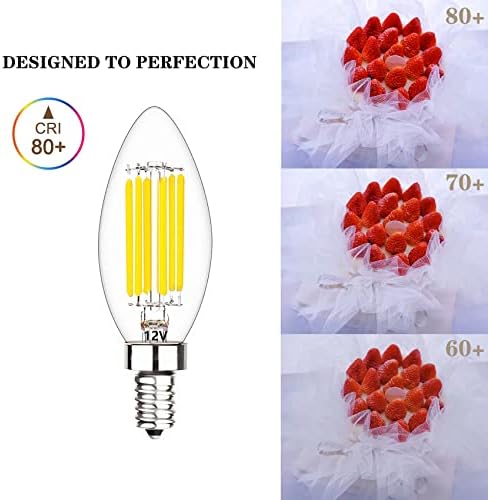 Bulbos de candelabra LED de 12 volts E12 Bulbos de baixa tensão LED de 60 watts Equivalente Branco neutro 4000K, E12 12V