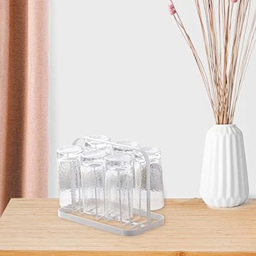 Petsola Minimalista caneca de rack copo de vidro de copo de vidro de armazenamento de copos de chá de xícaras de 6 xícaras cabides de protetor de silicone para cozinha, branco