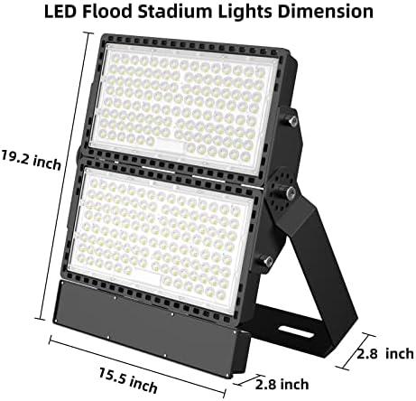 Illstar 600W Luzes do estádio LED Super Bright 90000LM 100-277V Entrada, Luz de inundação LED Outdoor para arena, doca, canteiro