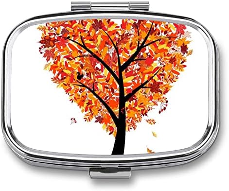 Caixa de comprimidos Autumn Heart Árvore de árvore quadrada Caixa de comprimido de comprimido portátil portátil Pillbox