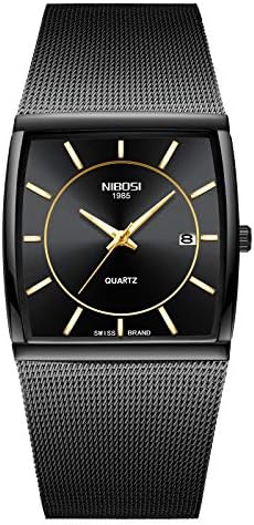 Relógios masculinos da Nibosi Business Moda Top Brand Luxury Dress Vestiário casual Strap Strap Waterspert With Date Square Wristwatch