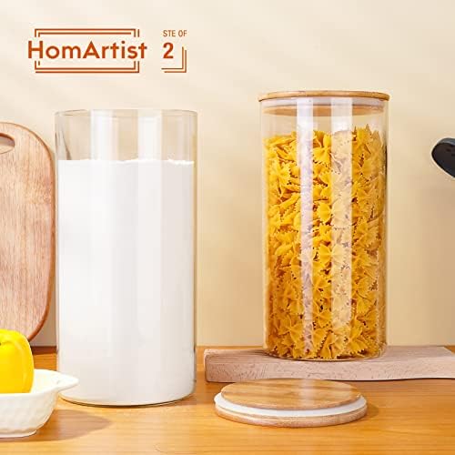 Contêineres de farinha de vidro e açúcar homartistas 180oz x2 e 79oz x3 [conjunto de 5], recipientes de armazenamento de alimentos