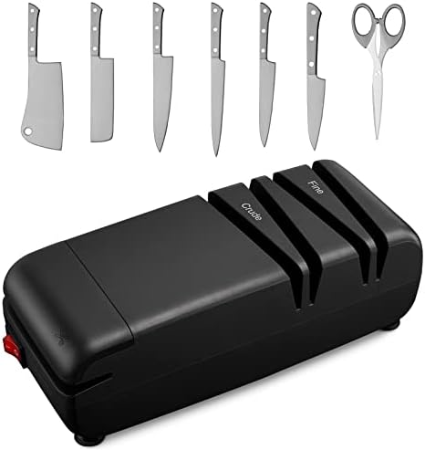Apontador de facas elétricas, afildador de facas atualizado estável elétrico para casa, Máquina de afiar com tesoura de facas com