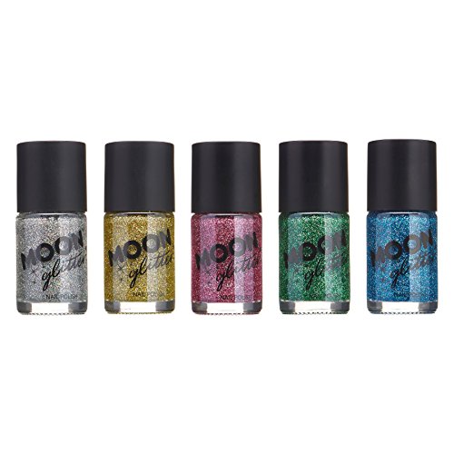 Esmalte de glitter holográfico por lua glitter - 0,47fl oz - conjunto de 5 cores