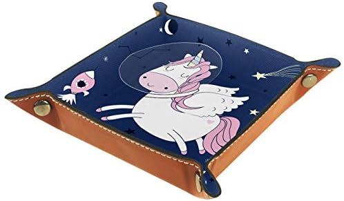 Lyetny Unicorn Space Organizer Bandeja Caixa de armazenamento Caddy Bandeja de desktop Alterar a carteira de caixa de