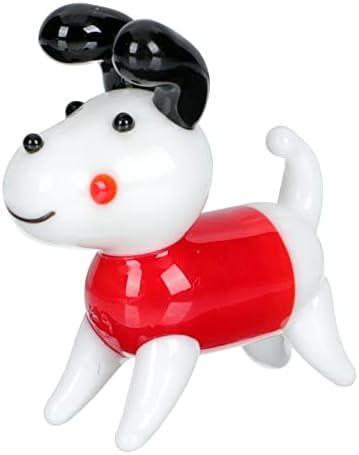 Zerodeko Desk Topper Glass Dog Figure Miniatura Decoração: Mini escultura de cães para cão de cachorro Toy Toy Red Pet Dog estátua