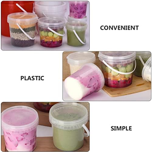 Luxshiny Clear Plastic Bucket com tampa e manuseio de 2pcs banheira de sorvete com tampas redondas contêiner de balde de plástico recipientes de armazenamento