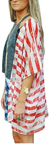 Bandeira americana feminina Kimono Cardigan, 4 de julho, encobrimento