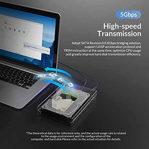 MJWDP transparente 3.5 '' Gabinete em disco rígido para 2,5/3,5 '' SSD HDD Caixa de disco rígido SATA para USB3.0