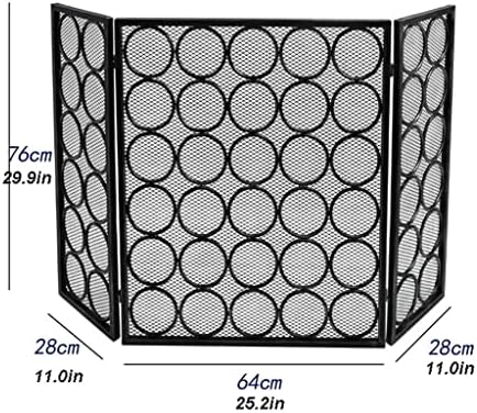 Tela de lareira Ferro forjado Lareira Lareira Partição Tri-Fold Circle Padrão com proteção líquida na tela de proteção de lareira doméstica Cerca de segurança Tampa de guarda de faísca