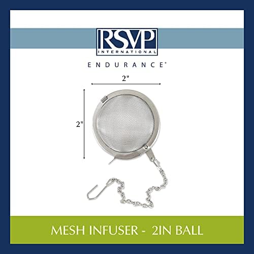 RSVP International Endurance Collection MeSh Mesh Folhear Tea Filtro/Infusser Ball, 18/8 Aço inoxidável e lava -louças Seguro,