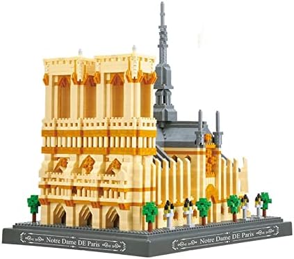 Blocks de construção de Notre Dame de Paris com Kit de Iluminação Micro Famoso Arquitetura Famosa Toys, Presente para Adultos