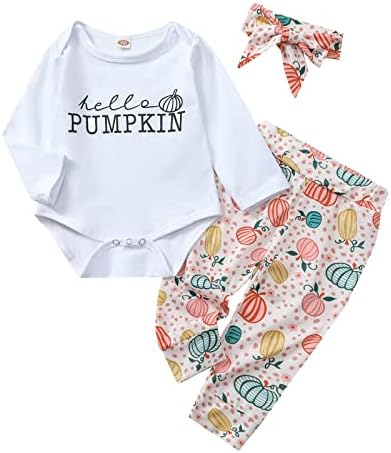 Premie Baby Presente Conjunto de crianças crianças meninos meninas roupas de halloween letras de abóbora impressões de mangas compridas calças de casa de cabelo 3pcs